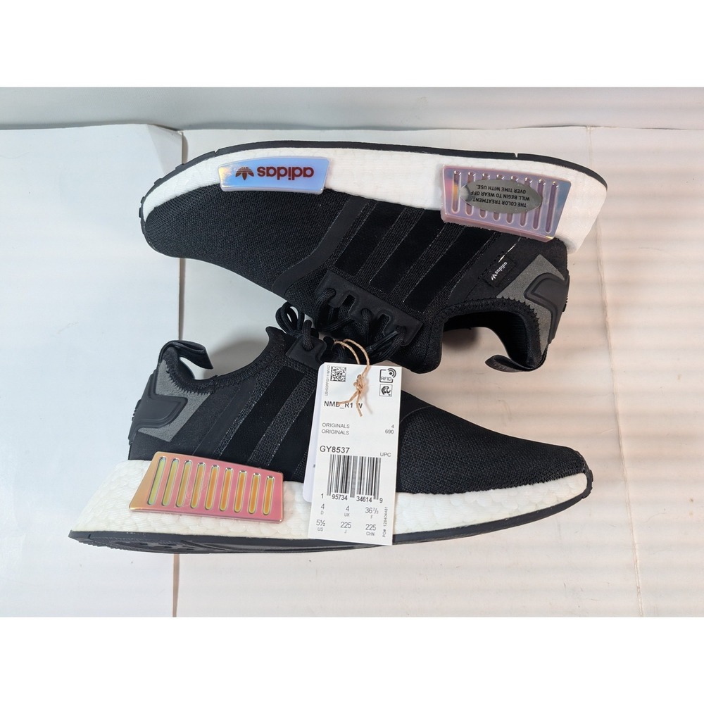 Adidas NMD R1 W GY8537 Black White Purple Stripes Running Sneakers Women 5.5 - Picture 6 of 11